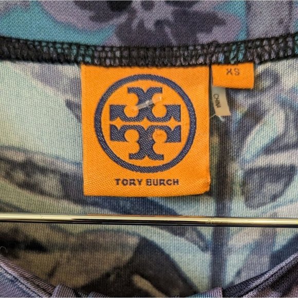 Tory Burch Blue & Violet Floral Viscose Signature Print Dress  XS - Picture 5 of 10
